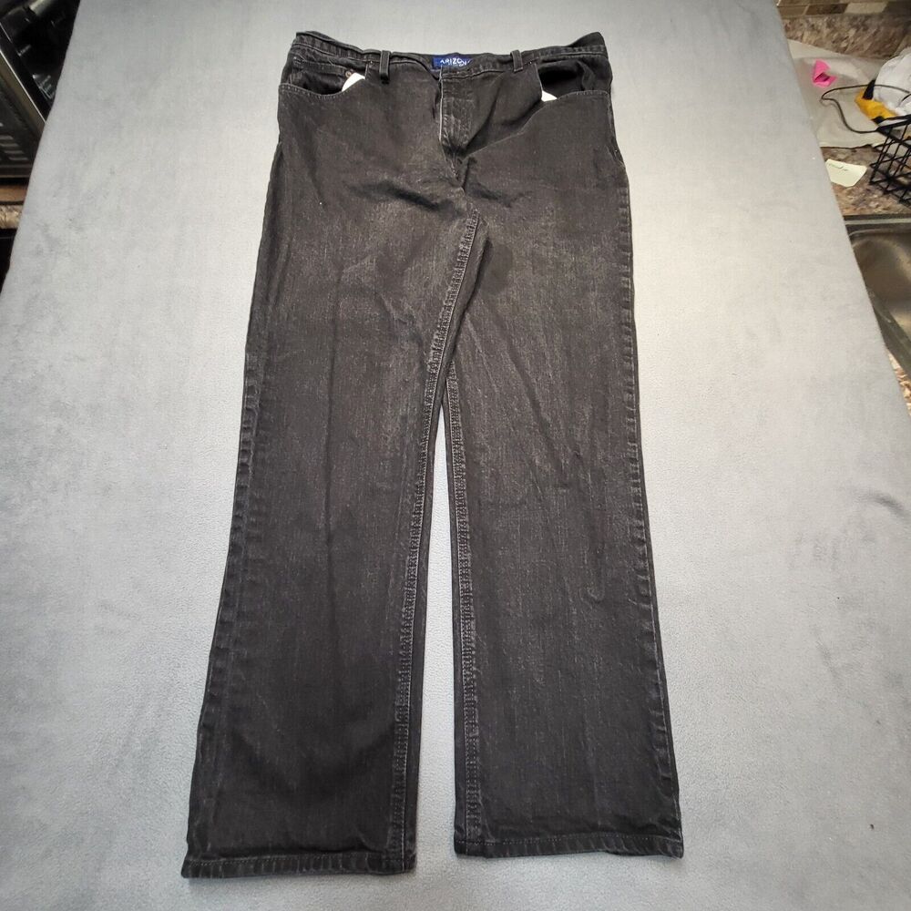 Arizona Jeans Mens 40x31 Black Denim Relaxed Straight Leg Distressed Denim